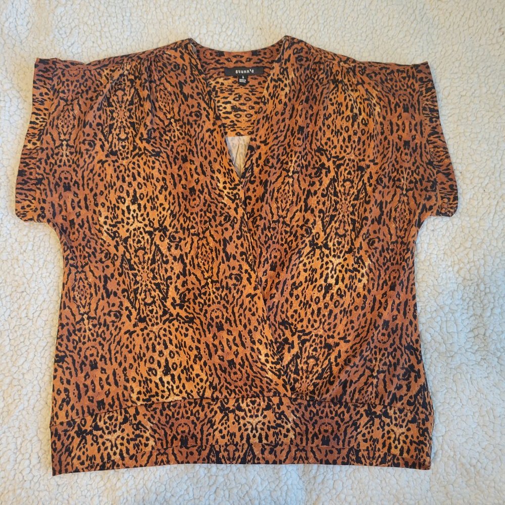 Cheetah print blouse Stunn'd Large Orange and black